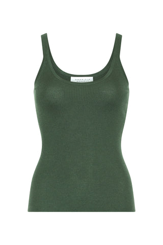 Cinxia Knit Tank Top in Olive Cashmere Silk