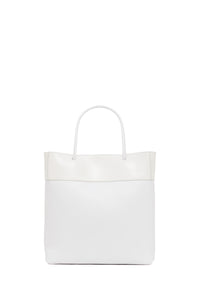 Tote Bag in Ivory Nappa Leather & Snakeskin