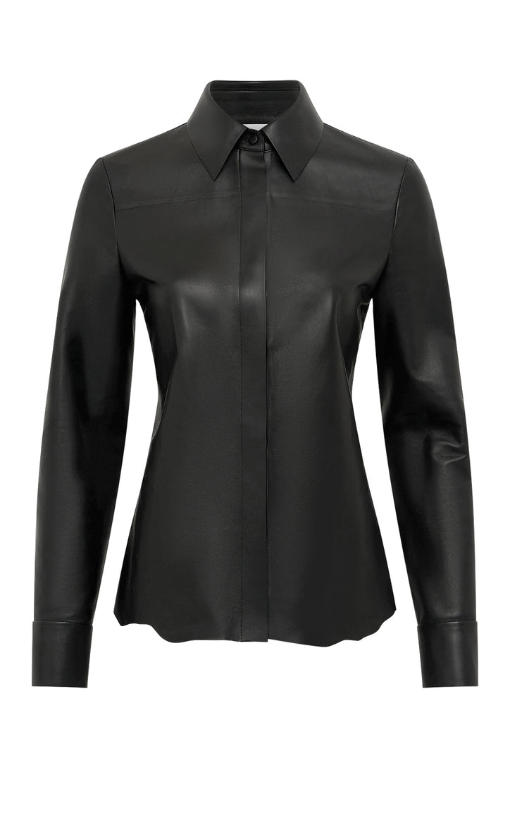 Thetis Shirt in Black Soft Nappa Leather