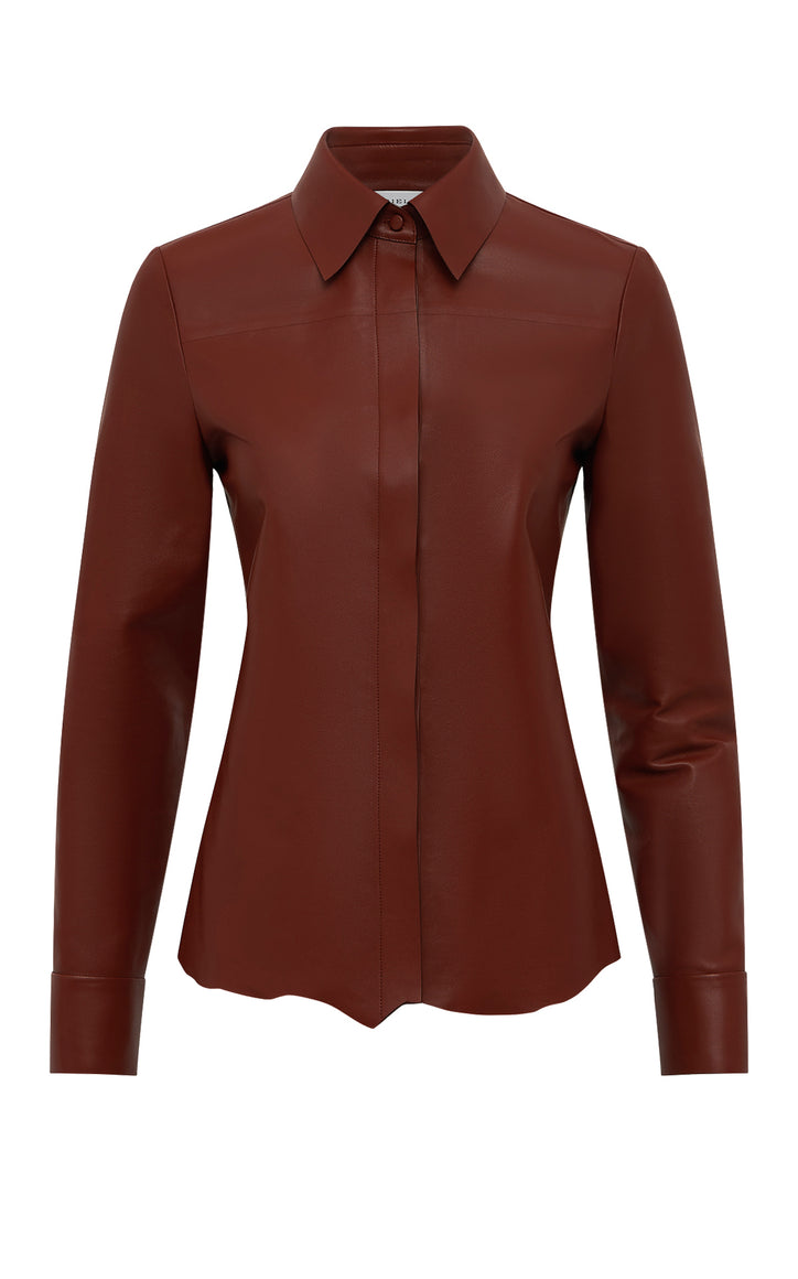 Thetis Shirt in Burnt Sienna Soft Nappa Leather