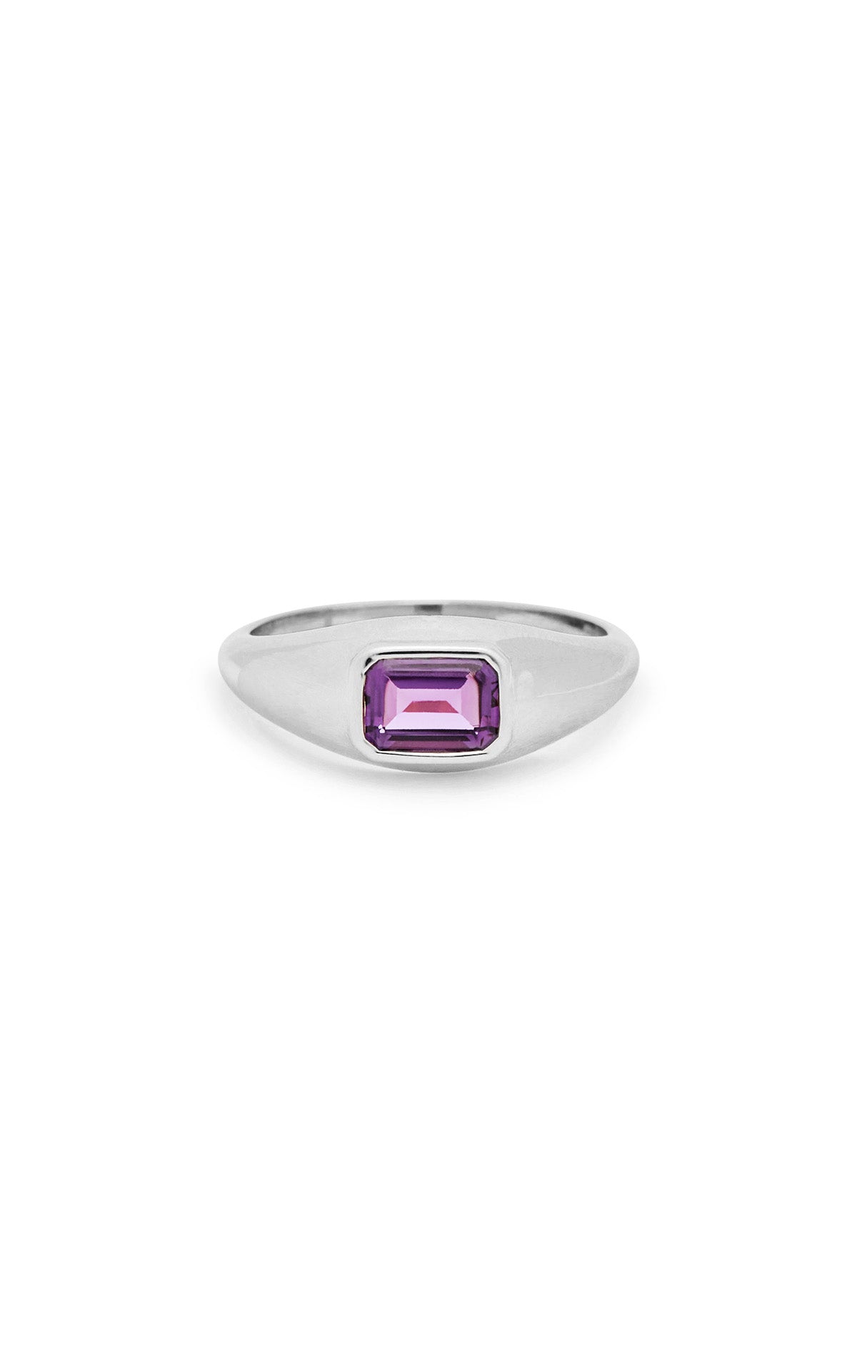Small Ring in 18K White Gold & Amethyst Stone