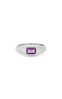 Small Ring in 18K White Gold & Amethyst Stone