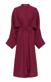 Tilda Oversized Midi Dress in Raspberry Aloe Linen