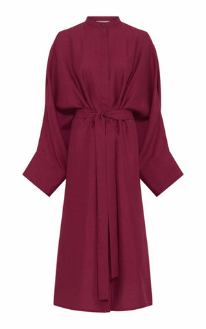 Tilda Oversized Midi Dress in Raspberry Aloe Linen