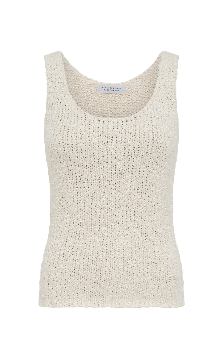 Flynn Knit Tank Top in Ivory Silk Boucle