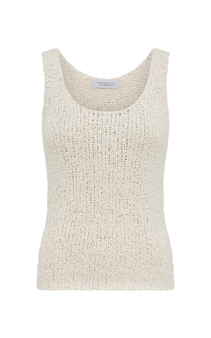 Flynn Knit Tank Top in Ivory Silk Boucle