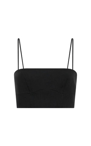 Blazie Top in Black Aloe Linen