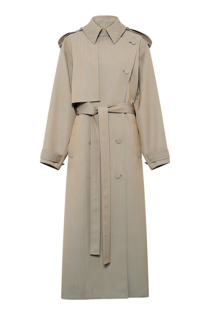 Tellus Trench Coat in Camel Cross-dyed Wool