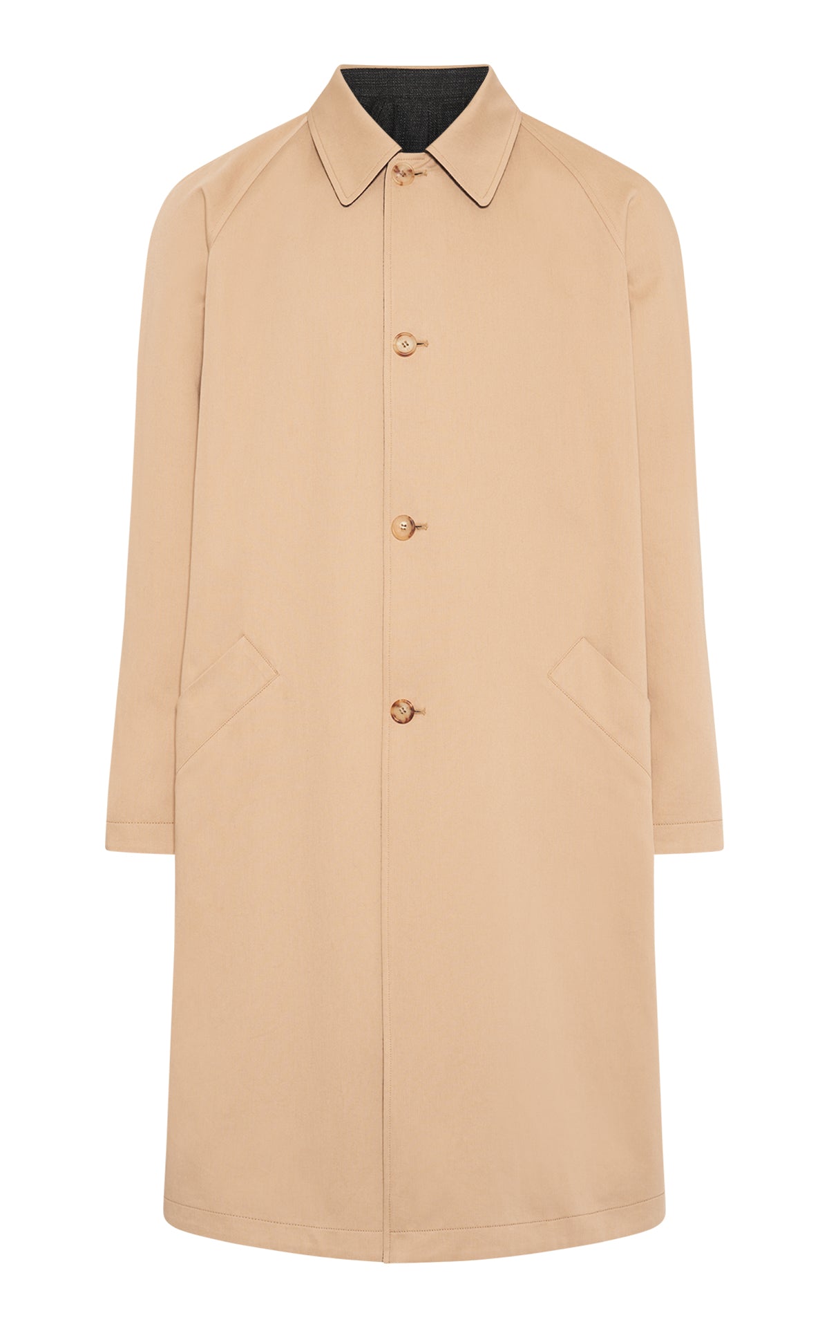 Alain Reversible Trench Coat in Camel Cotton Twill