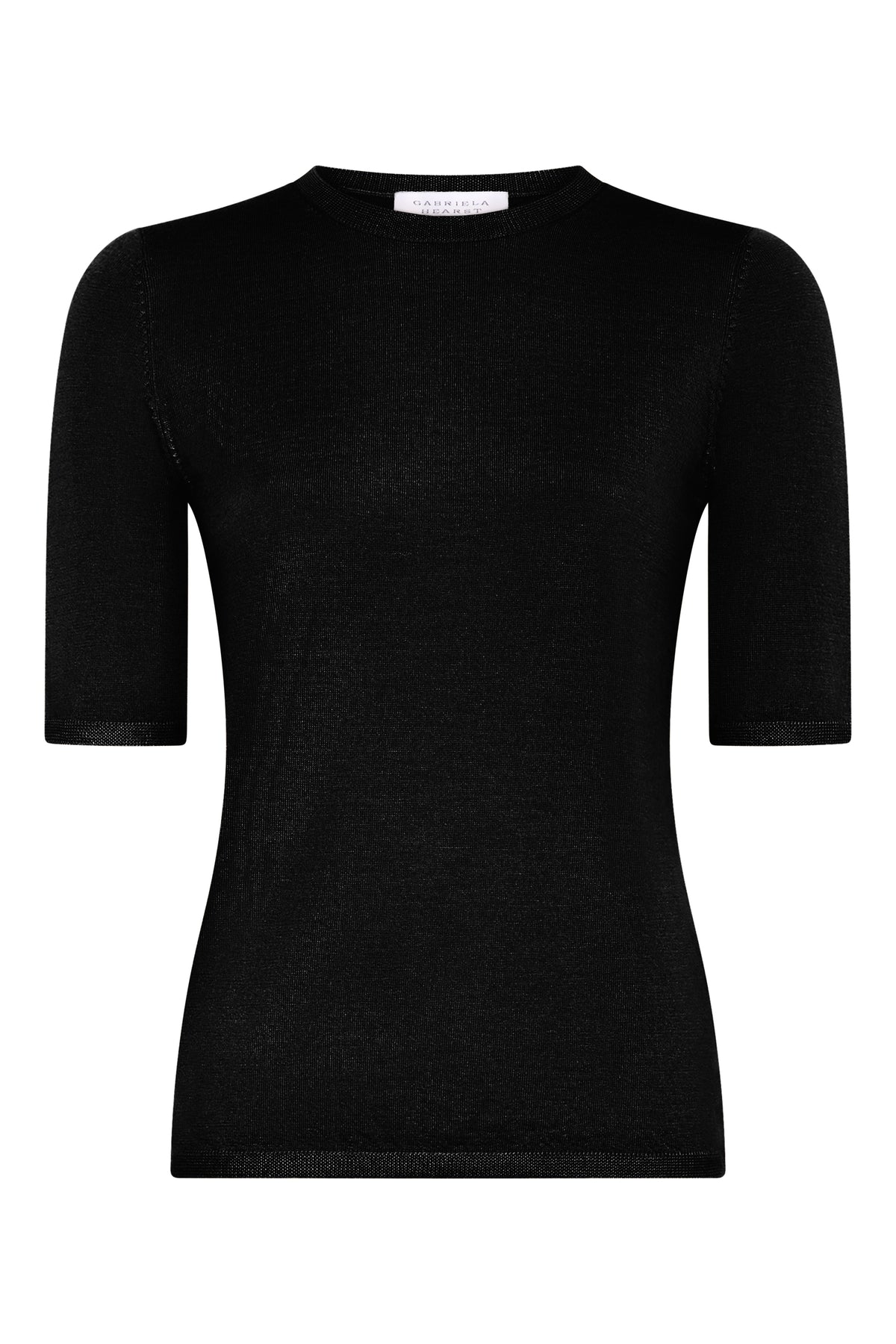 Valentia Knit T-Shirt in Black Mulberry Silk