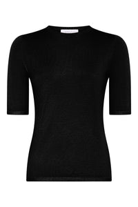 Valentia Knit T-Shirt in Black Mulberry Silk