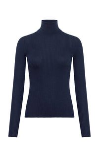 Peppe Knit Turtleneck in Electric Navy Cashmere Silk
