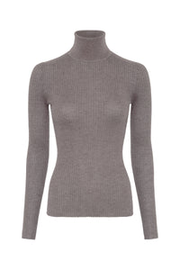 Peppe Knit Turtleneck Sweater in Walnut Cashmere