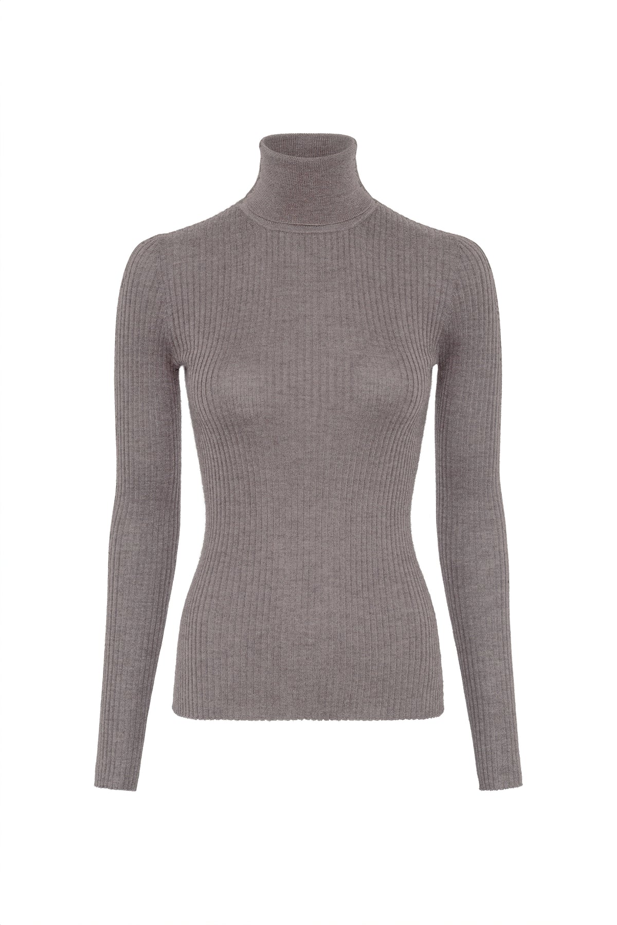 Peppe Knit Turtleneck in Walnut Cashmere Silk