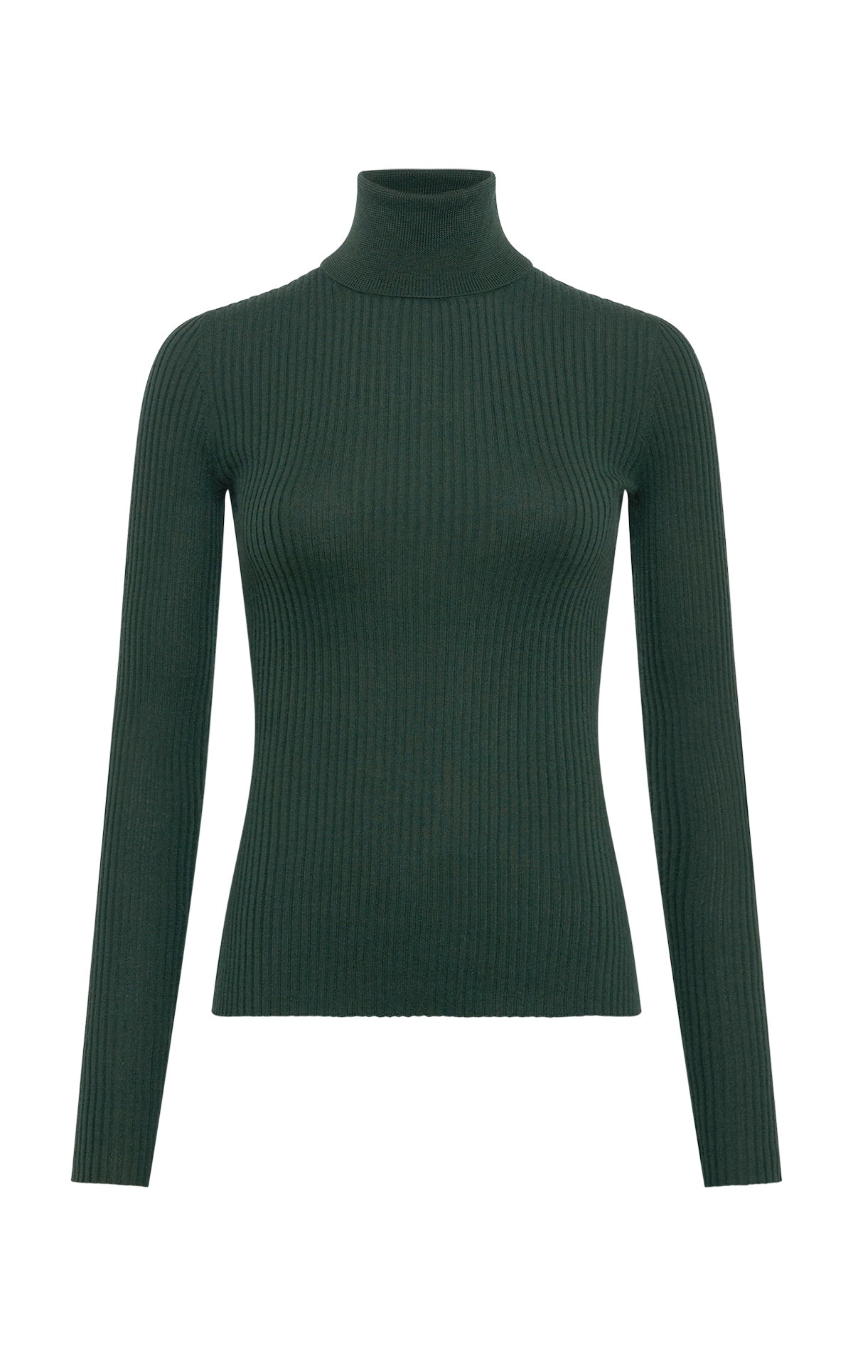 Peppe Knit Turtleneck in English Green Cashmere Silk