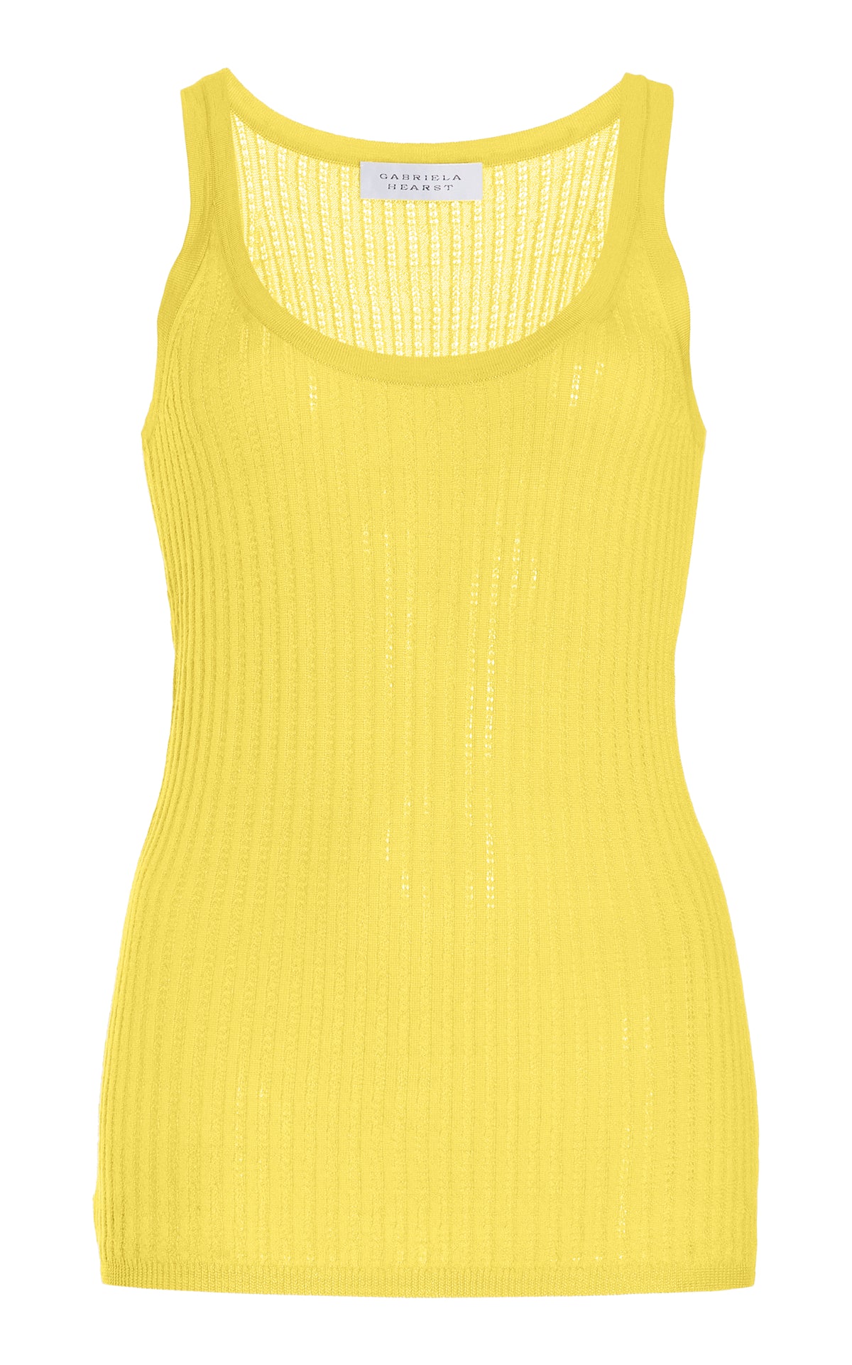 Nevin Pointelle Knit Tank Top in Goldenrod Cashmere Silk