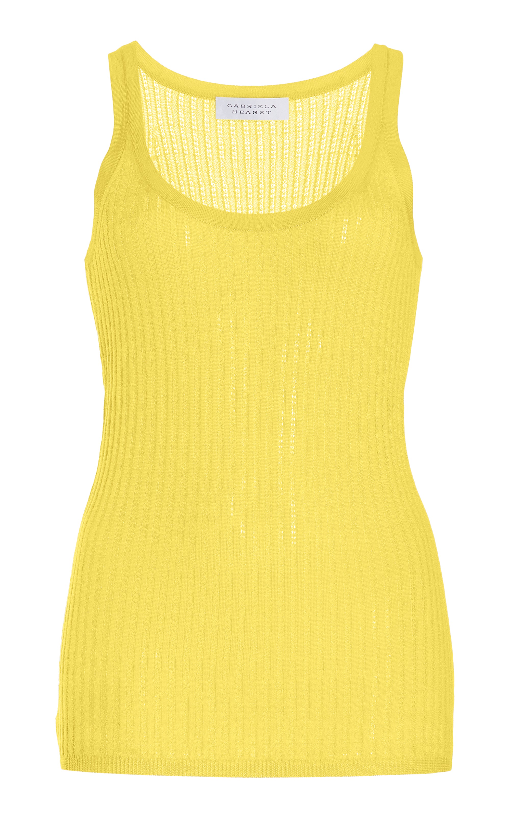 Nevin Pointelle Knit Tank Top in Goldenrod Cashmere Silk