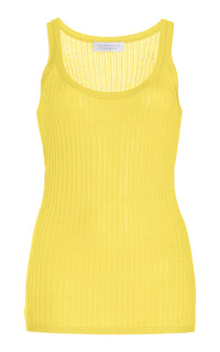 Nevin Pointelle Knit Tank Top in Goldenrod Cashmere Silk