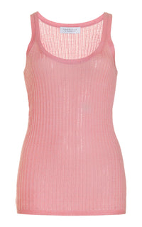 Nevin Pointelle Knit Tank Top in Rosa Cashmere Silk