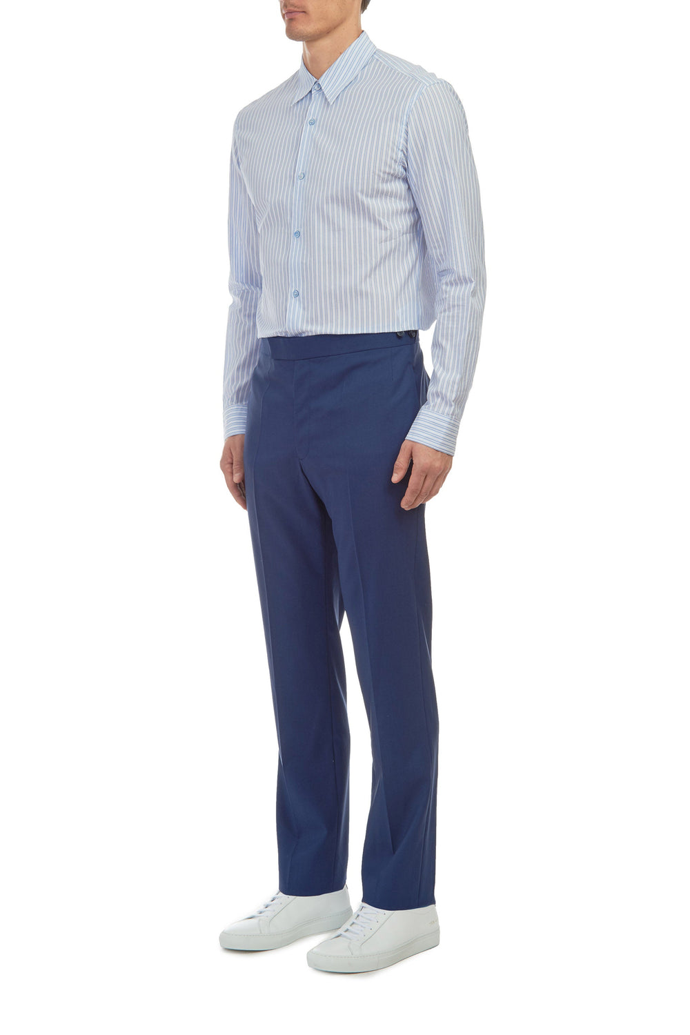 Quevedo Shirt in White & Blue Striped Cotton