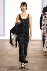 Sanne Knit Tank Top in Black Beaded Silk