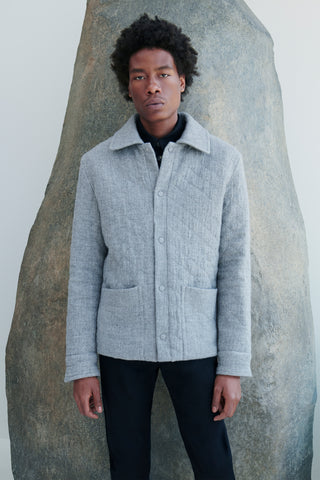 Skye Paddock Jacket in Light Grey Melange Cashmere Linen