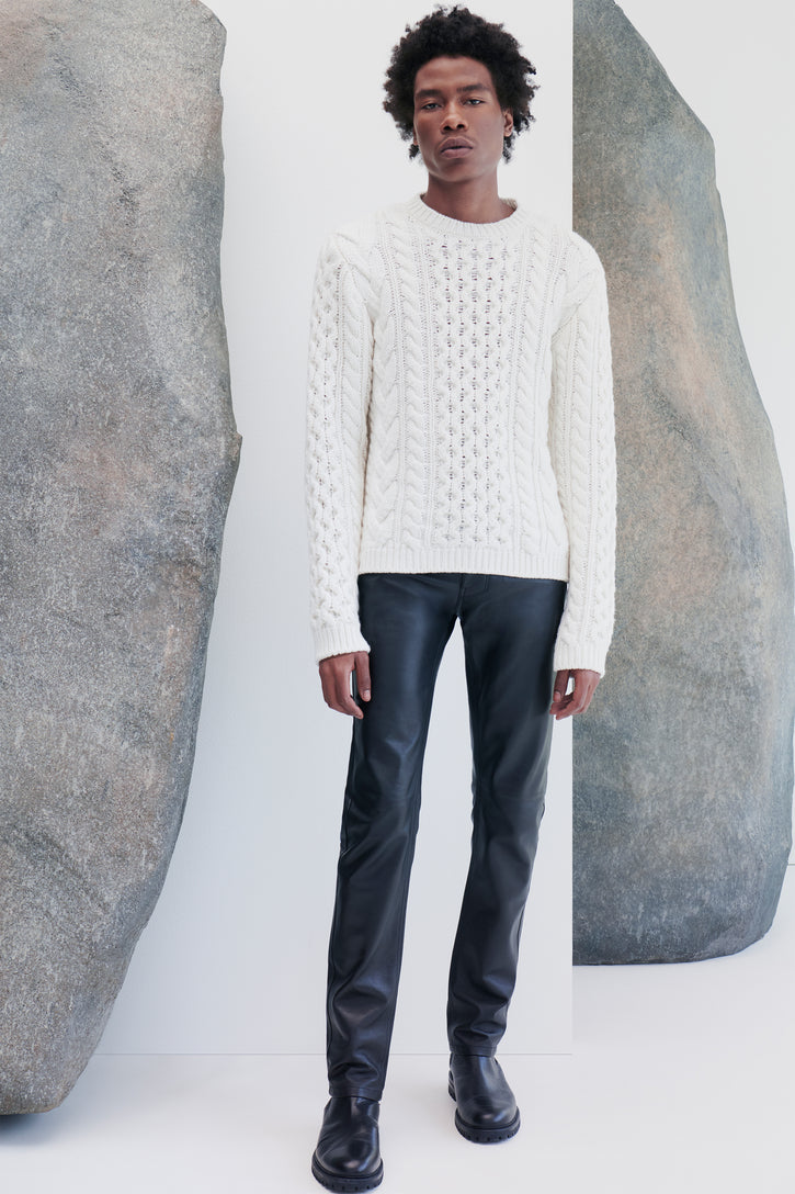 Geoffrey Knit Sweater in Ivory Cashmere