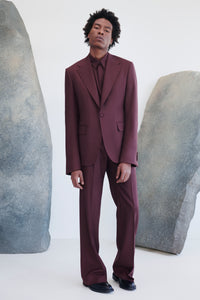 Leiva Blazer in Deep Bordeaux Virgin Wool Twill