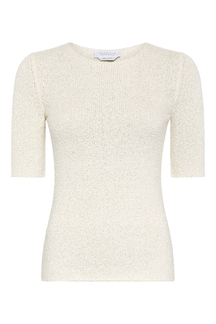 Valentia Knit T-Shirt in Off White Mulberry Silk