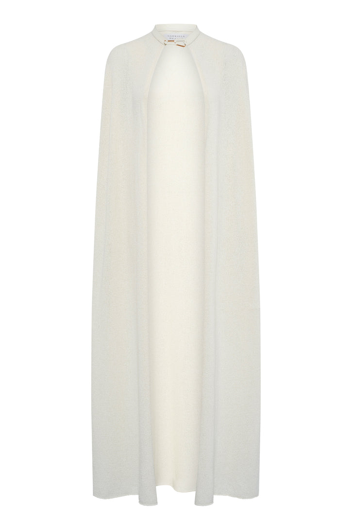 Laleh Knit Cape in Ivory Mulberry Silk