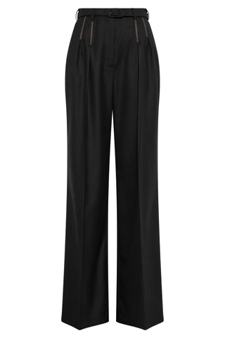 Vargas Wide-leg Pant in Black & Camel Cashmere