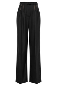 Vargas Wide-leg Pant in Black & Camel Cashmere