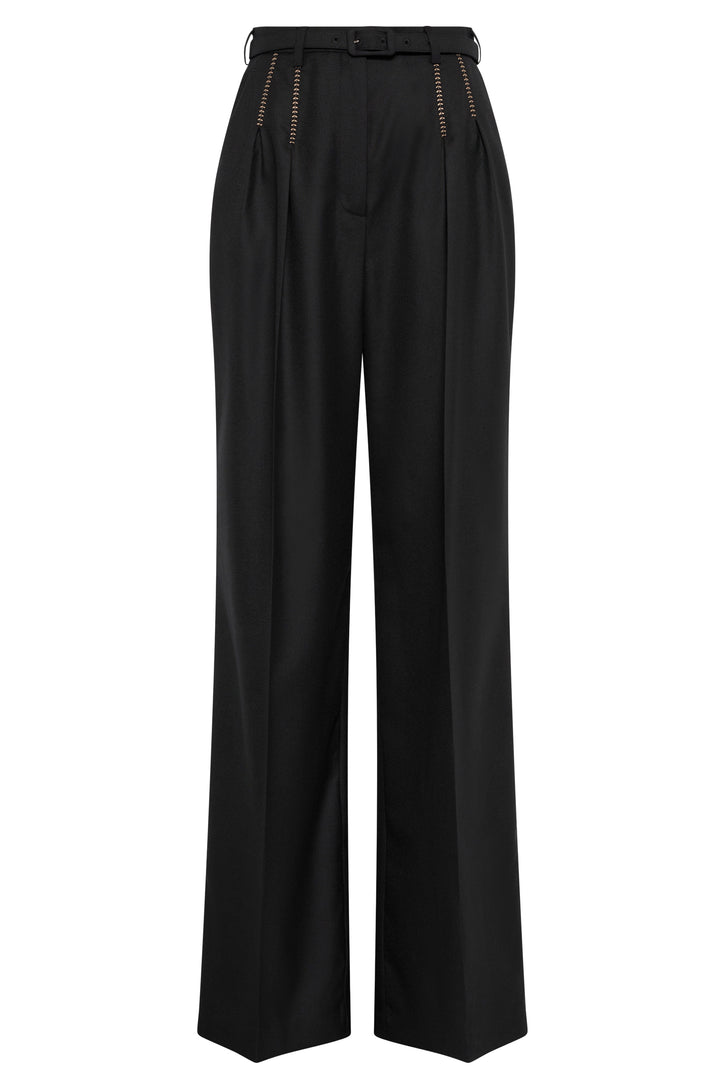 Vargas Wide-leg Pant in Black & Camel Cashmere