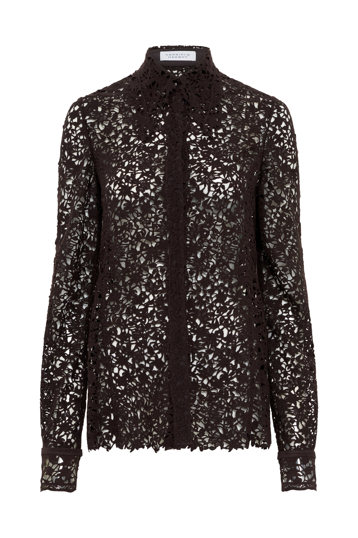 Vera Shirt in Chocolate Floral Cashmere Lace