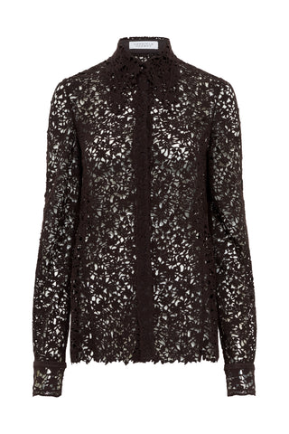 Vera Shirt in Chocolate Floral Cashmere Lace