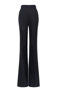 Vesta Flared Pant in Black Virgin Wool Silk Linen