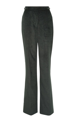 English Green Sea Island Cotton Corduroy Vesta Flare Pants - Front View | Gabriela Hearst