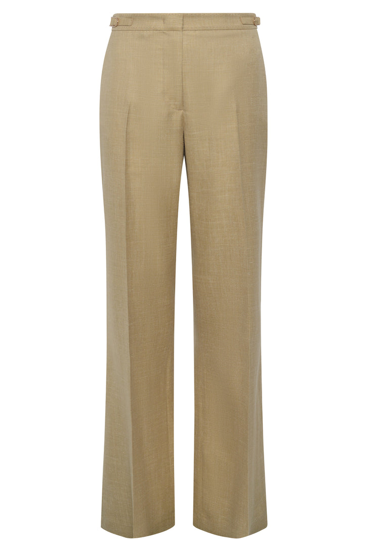 Vesta Flare Pant in Hay Virgin Wool Silk with Linen