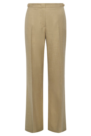 Vesta Flare Pant in Hay Virgin Wool Silk with Linen
