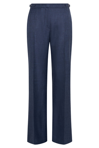 Denim Blue Vesta Flare Pant Wool Silk - Flat Lay | Gabriela Hearst