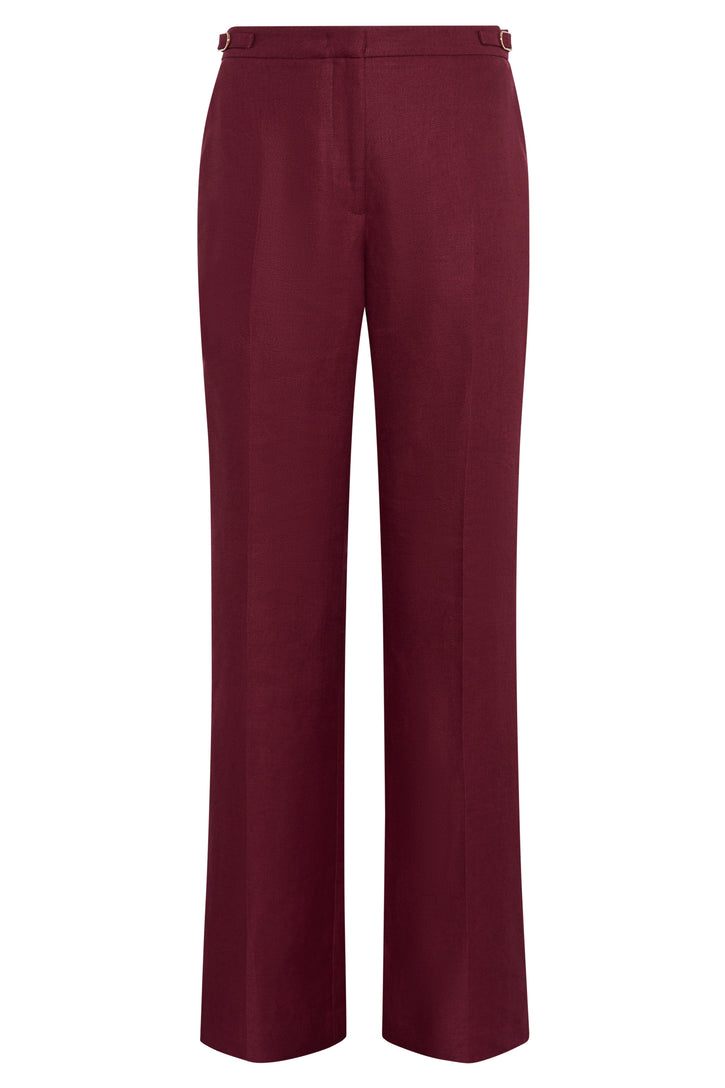 Vesta Flare Pant in Bordeaux Linen Twill