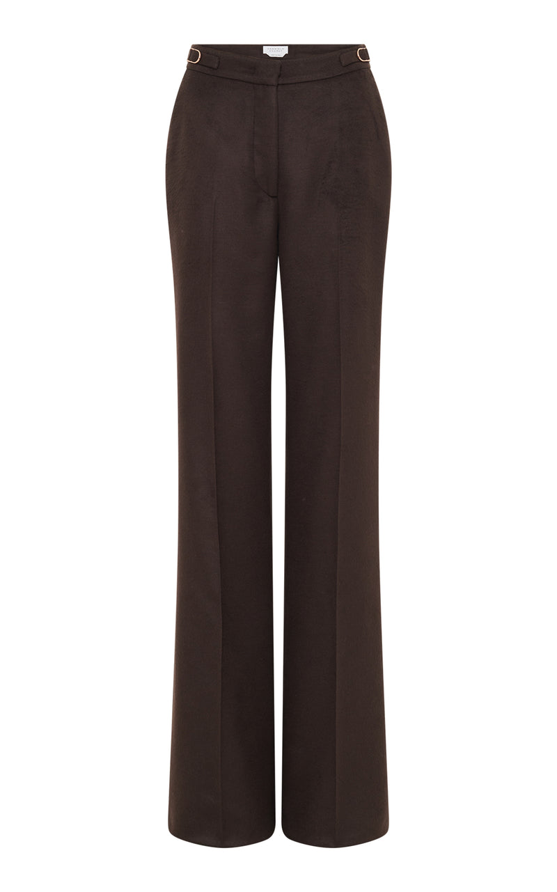 Chocolate Silk Vesta Flare Pants - Front View | Gabriela Hearst