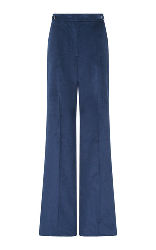 Electric Navy Sea Island Cotton Corduroy Flare Pants - Flat Lay | Gabriela Hearst