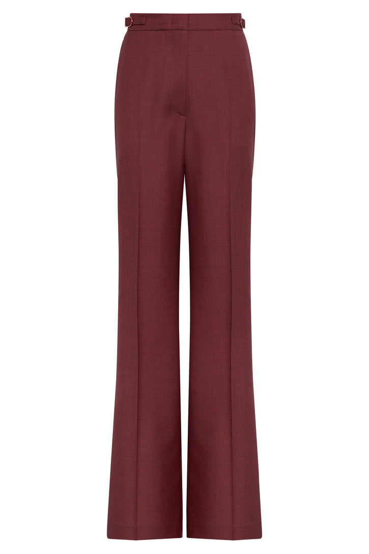 Vesta Flare Pant in Bordeaux Wool Silk