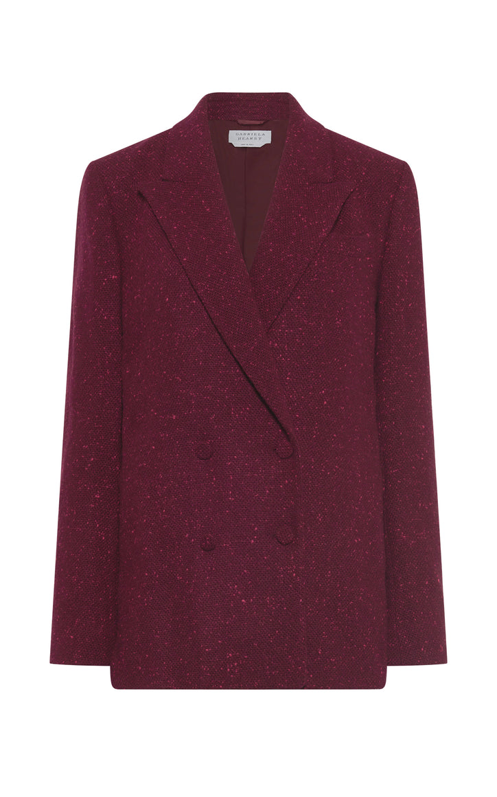 Elliot Knit Blazer in Bordeaux & Fuchsia Speckled Cashmere