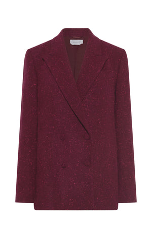 Elliot Knit Blazer in Bordeaux & Fuchsia Speckled Cashmere