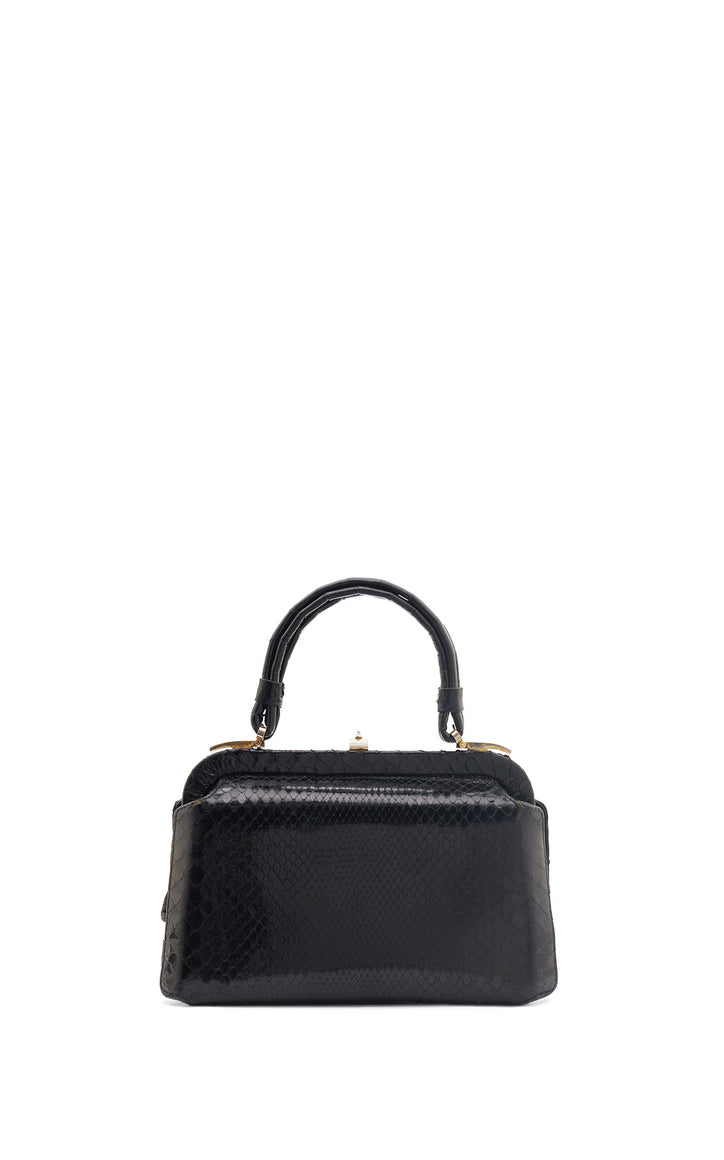 Vintage No.7 Bag in Black Snakeskin & Crocodile Leather