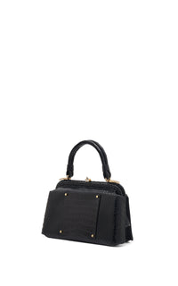 Vintage No.7 Bag in Black Snakeskin & Crocodile Leather