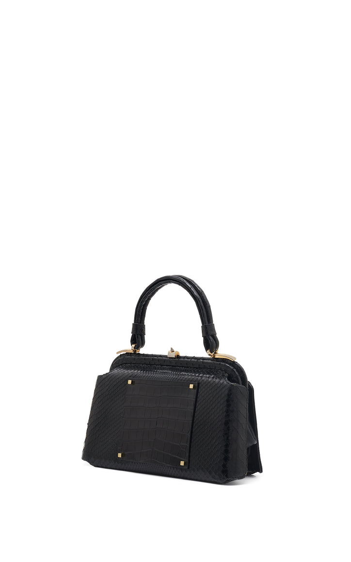 Vintage No.7 Bag in Black Snakeskin & Crocodile Leather