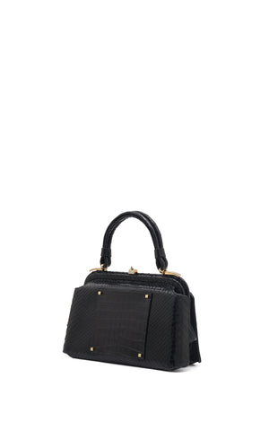 Vintage No.7 Bag in Black Snakeskin & Crocodile Leather